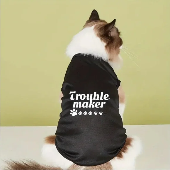 “Trouble Maker” Breathable Mesh Vest T-Shirt Outfit for Mini/Sm Pet Dog (XS) - Picture 7 of 7